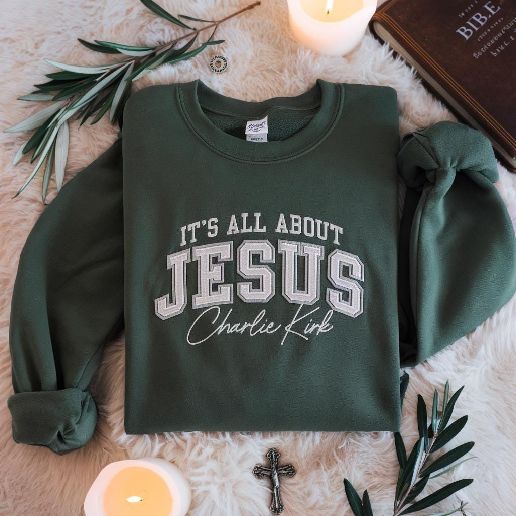 Embroidered Christian Patriotic Sweatshirt, Charlie Kirk Support, Free Speech Tee, Justice for Charlie Shirt